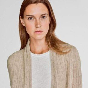 White and Warren Cashmere Cable Knit Long Cardigan Sweater